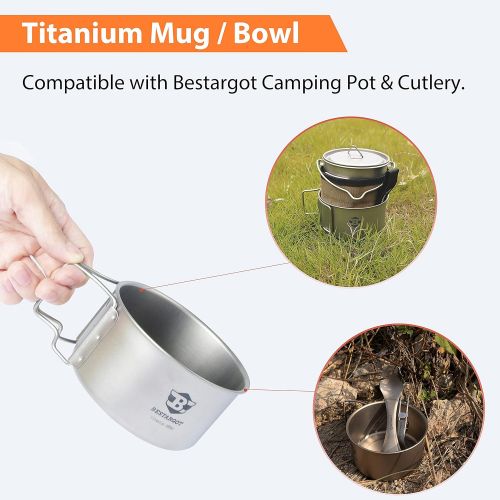  Bestargot Camping Titanium French Press, Outdoor Coffee Maker 750ml Cup, Camp Cooking Pot, Multi-Functional Travel Mate, Capacity 25 Fl Oz, Light, Portable, Applicable Gas and Wood