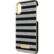 Bestbuy kate spade new york - Case for Apple iPhone X and XS - Glitter silver/glitter stripe black saffiano