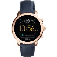 Bestbuy Fossil - Gen 3 Explorist Smartwatch 46mm Stainless Steel - Rose Gold with Navy Leather Strap