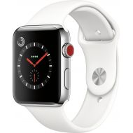 Bestbuy Apple - Apple Watch Series 3 (GPS + Cellular) 42mm Stainless Steel Case with Soft White Sport Band - Stainless Steel (AT&T)