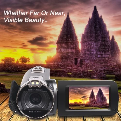  Camera Camcorders, Besteker HD 1080P 24 MP 16X Digital Zoom Video Camcorder with LCD and 270 Degree Rotation Screen