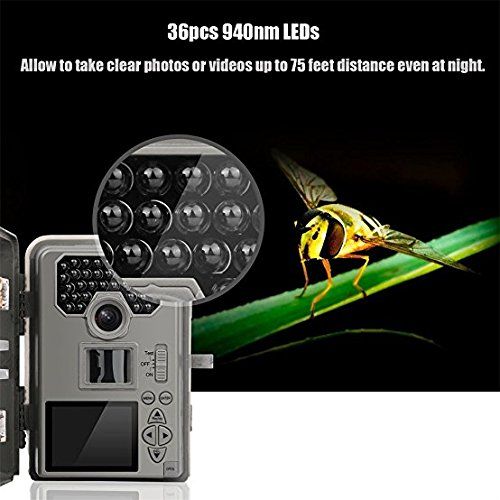  Bestguarder BG-880V Trail Camera HD 12 MP 1080P 2.0LCD Wildlife Hunting Game Camera with HD 12 MP 1080P 36pcs 940nm IR LEDS Night Vision up to 75ft25m Detection Range IP66 Waterpr