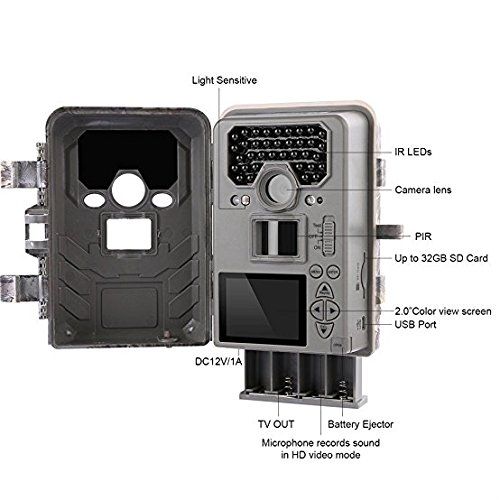  Bestguarder BG-880V Trail Camera HD 12 MP 1080P 2.0LCD Wildlife Hunting Game Camera with HD 12 MP 1080P 36pcs 940nm IR LEDS Night Vision up to 75ft25m Detection Range IP66 Waterpr