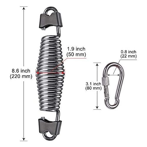  Besthouse Hangesessel Schwingfeder mit Sicherungsseil Und 2 Karabiner fuer Hangesessel & Hangestuehle, Stahlfeder Fuer sanftes, sicheres Schwingen und Drehenvon Hangestuhl, bis 136 kg