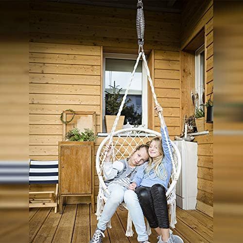  Besthouse Hangesessel Schwingfeder mit Sicherungsseil Und 2 Karabiner fuer Hangesessel & Hangestuehle, Stahlfeder Fuer sanftes, sicheres Schwingen und Drehenvon Hangestuhl, bis 136 kg