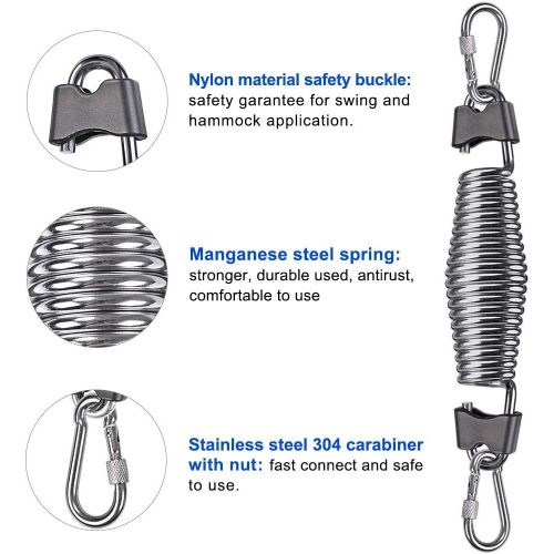  Besthouse Hangesessel Schwingfeder mit Sicherungsseil Und 2 Karabiner fuer Hangesessel & Hangestuehle, Stahlfeder Fuer sanftes, sicheres Schwingen und Drehenvon Hangestuhl, bis 136 kg