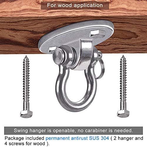  Besthouse Zwei Stuecke SUS304 Edelstahl Schwerlast Deckenhaken Premium Hangematten Haken, 4 Schraube fuer Holz Sets, Yoga Hangematte Stuhl Sandsack, Wand-Haken, Decken-Haken, Traglas