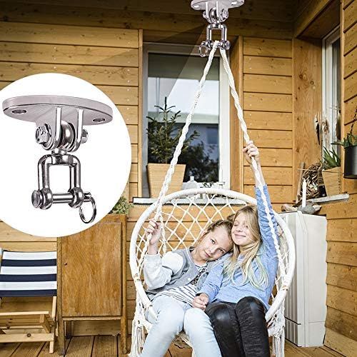  Besthouse Zwei Stuecke SUS304 Edelstahl Schwerlast Deckenhaken Premium Hangematten Haken, 4 Schraube fuer Holz, Yoga Hangematte Stuhl Sandsack,Wand-Haken,Decken-Haken,Traglast bis 80