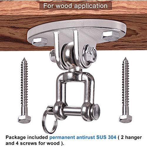  Besthouse Zwei Stuecke SUS304 Edelstahl Schwerlast Deckenhaken Premium Hangematten Haken, 4 Schraube fuer Holz, Yoga Hangematte Stuhl Sandsack,Wand-Haken,Decken-Haken,Traglast bis 80