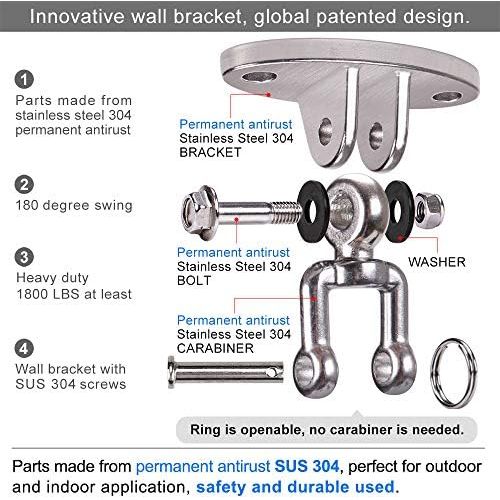  Besthouse Zwei Stuecke SUS304 Edelstahl Schwerlast Deckenhaken Premium Hangematten Haken, 4 Schraube fuer Holz, Yoga Hangematte Stuhl Sandsack,Wand-Haken,Decken-Haken,Traglast bis 80