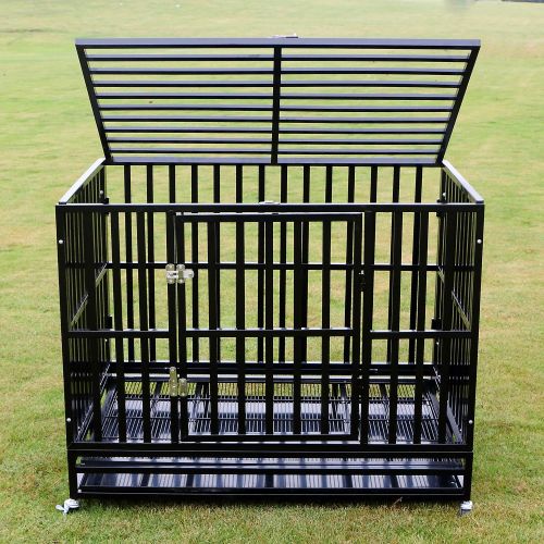  Bestmart INC Heavy Duty Dog Cage Square Tube Crate Kennel Metal Pet Playpen Portable w/Tray New