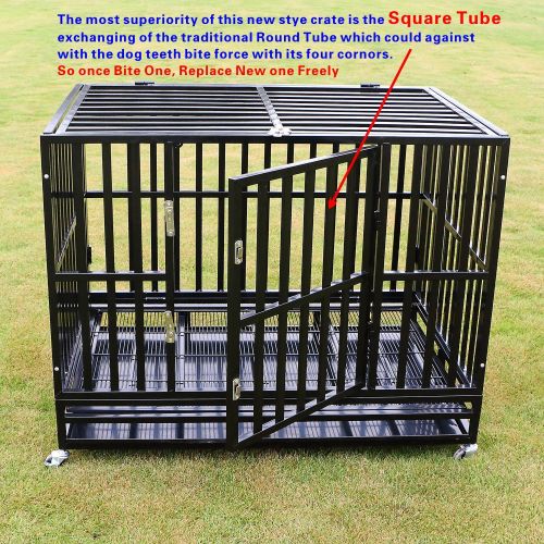  Bestmart INC Heavy Duty Dog Cage Square Tube Crate Kennel Metal Pet Playpen Portable w/Tray New