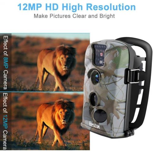  Bestok Trail Game Camera 1080P 12MP Hunting Wildlife Deer Cam Motion Activated Night Vision Full HD 2.4 LCD Display Waterproof IP65 for Wildlife Monitoring Outdoor Activities and H