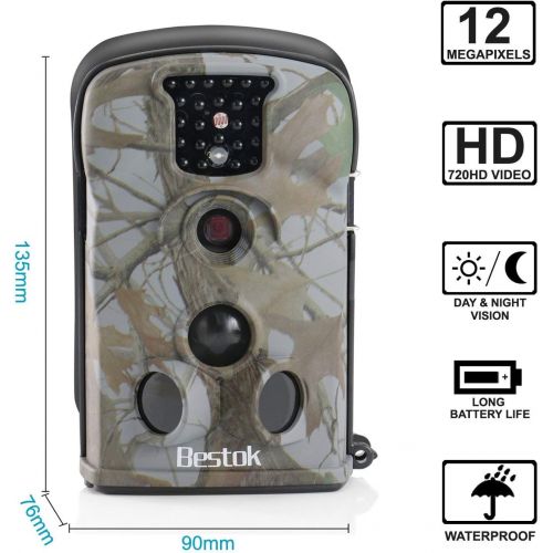  Bestok Trail Game Camera 1080P 12MP Hunting Wildlife Deer Cam Motion Activated Night Vision Full HD 2.4 LCD Display Waterproof IP65 for Wildlife Monitoring Outdoor Activities and H