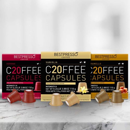  Bestpresso Coffee for Nespresso Original Machine 120 pods Certified Genuine Espresso Variety Pack mix Flavored and Dark roast, pods Compatible with Nespresso Original