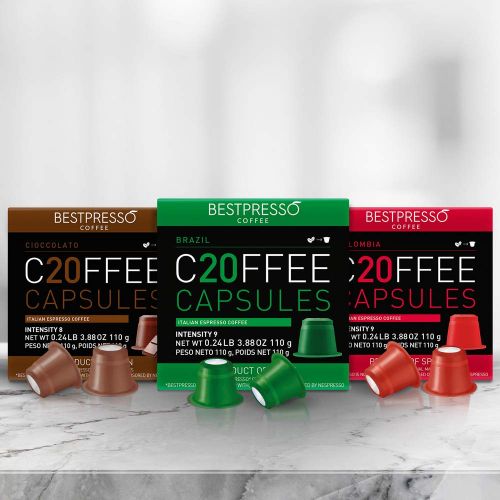  Bestpresso Coffee for Nespresso Original Machine 120 pods Certified Genuine Espresso Variety Pack mix Flavored and Dark roast, pods Compatible with Nespresso Original