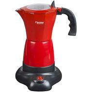 Bestron Elektrischer Espresso-Kocher mit Basis, Viva Italia, Fuer 6 Espressotassen: 180 ml, 480 Watt, Aluminium, Rot