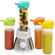 Bestron Familien-Smoothie Maker mit 4 Mix-/Trinkbechern, 4x 400 ml, 400 Watt, Edelstahl, Weiss