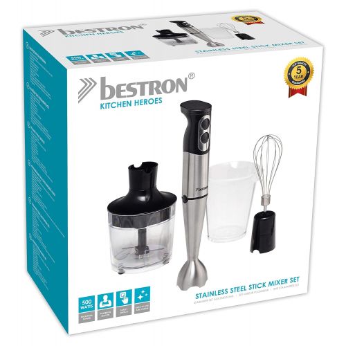  Bestron Puerierstab-/Mixer-Set mit Universal-Zerkleinerer und Schneebesen, 500 Watt, Schwarz