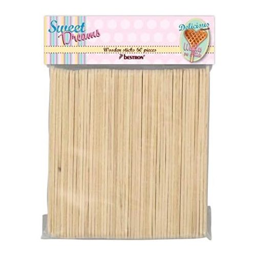  Bestron Holzstabchen fuer Waffeln am Stiel, Sweet Dreams, 2x 60 Stueck