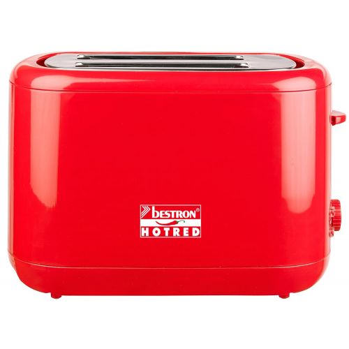  Bestron ATS300HR Toaster Hot-Red Serie, rot mit Broetchenaufsatz, 930 Watt max.