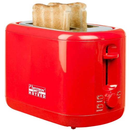  Bestron ATS300HR Toaster Hot-Red Serie, rot mit Broetchenaufsatz, 930 Watt max.