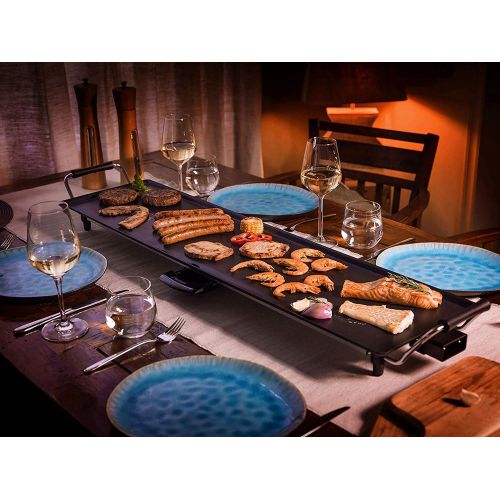  Bestron Elektrische XXL Plancha-/Teppanyaki-Grillplatte mit Antihaftbeschichtung, 1800 W, Schwarz