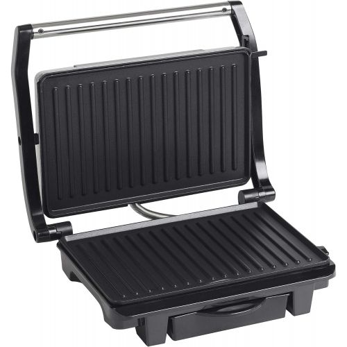  Bestron Antihaftbeschichteter Sandwich-/Panini-Kontaktgrill mit Auffangschale, 1000 W, Schwarz