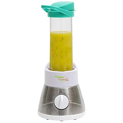  Bestron Familien-Smoothie Maker mit 4 Mix-/Trinkbechern, 4x 400 ml, 400 Watt, Edelstahl, Weiss