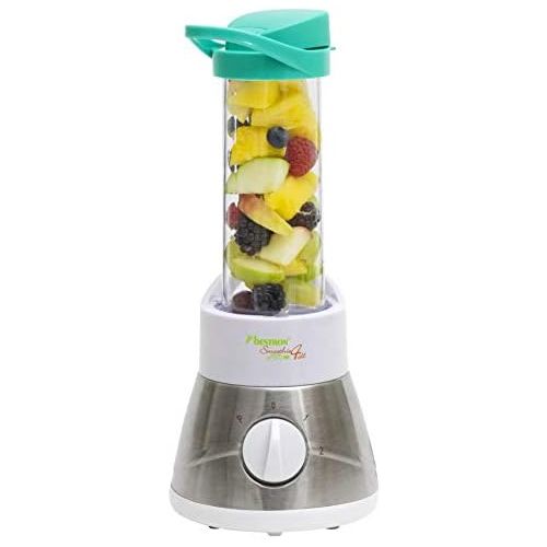  Bestron Familien-Smoothie Maker mit 4 Mix-/Trinkbechern, 4x 400 ml, 400 Watt, Edelstahl, Weiss