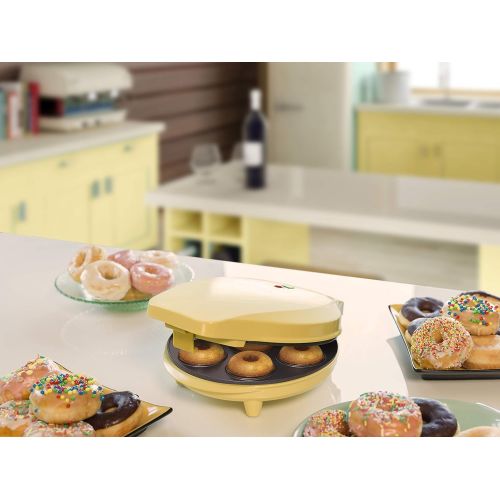  Bestron Donut Maker im Retro Design, Sweet Dreams, Antihaftbeschichtung, 700 Watt, Gelb