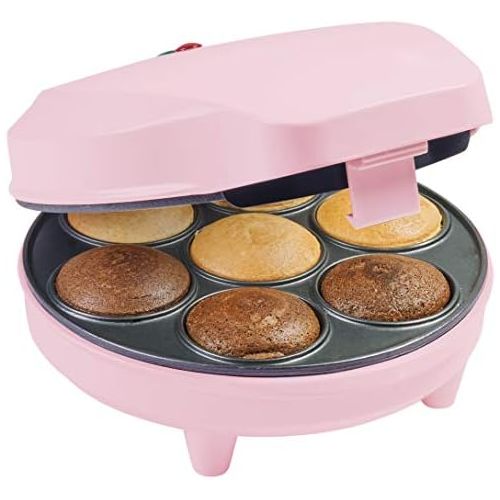  Bestron Cupcake Maker im Retro Design, Sweet Dreams, Antihaftbeschichtung, 700 Watt, Rosa