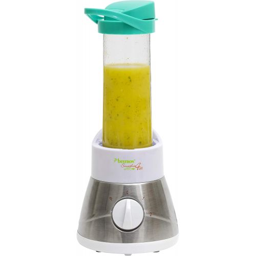  [아마존베스트]Bestron Family Smoothie Maker with 4 Mix/Drinking Cups 400 ml 400 Watt Stainless Steel White