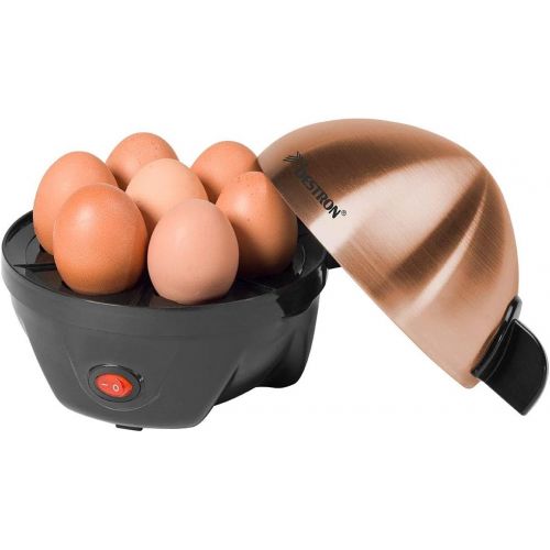  [아마존베스트]Bestron AEC1000CO Egg Boiler with Water Measuring Cup with Egg Server, 7 Eggs, 3 Hardness Levels, 350 Watt, Black/Copper, Plastic
