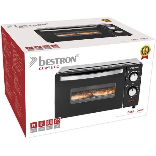  [아마존베스트]Bestron 9 Litre 800 Watt Compact Mini Oven with Top/Bottom Heat, Black