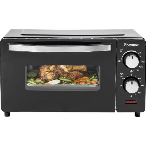  [아마존베스트]Bestron 9 Litre 800 Watt Compact Mini Oven with Top/Bottom Heat, Black