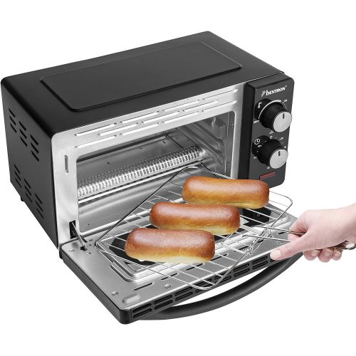  [아마존베스트]Bestron 9 Litre 800 Watt Compact Mini Oven with Top/Bottom Heat, Black