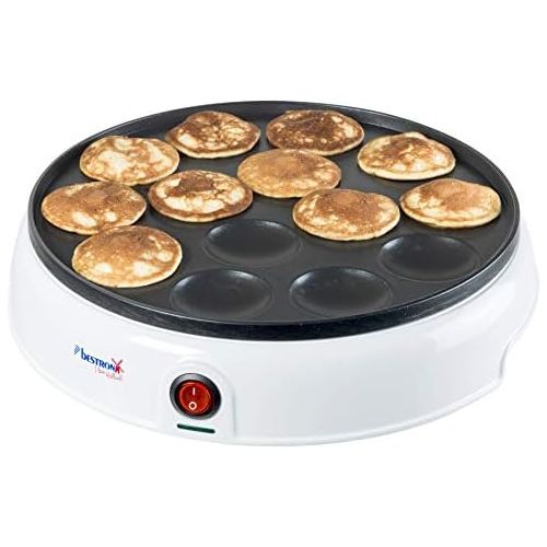  [아마존베스트]Bestron Poffertjes device in retro design, I Love Holland, non-stick coating, 800 W, white