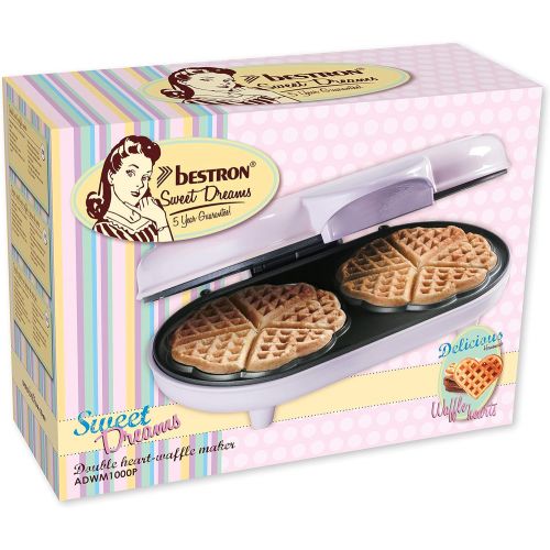  [아마존베스트]Bestron ADWM1000P Heart Waffle Iron Metal