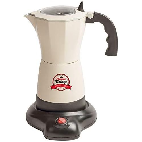  [아마존베스트]Bestron Electric Espresso Maker with Base Vintage 6 Espresso Cups 480 Watt Aluminium Beige