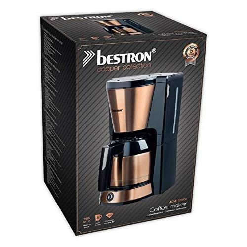  Bestron 8 Cup 900W Stainless Steel Copper Effect Coffee Maker with Thermal Jug