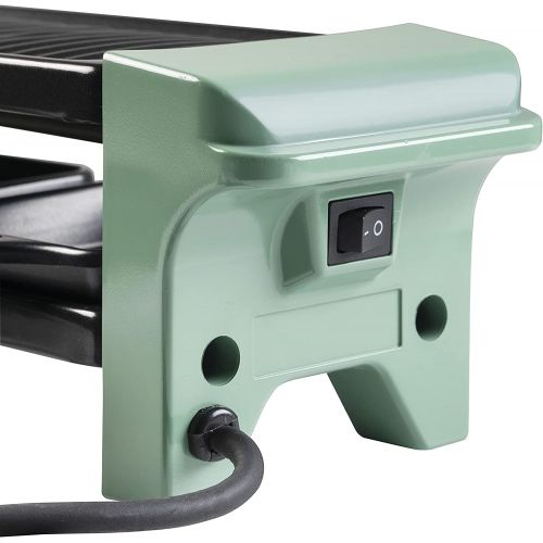  Bestron Raclette for 1 to 2 people, mini table grill with two pans and two wooden scrapers, 350 watts, colour: green/black