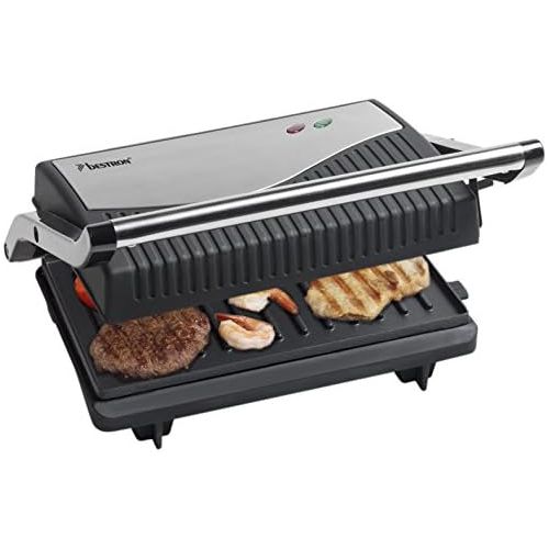  Bestron Non Stick 750W Hinged Sandwich Panini Contact Grill Black