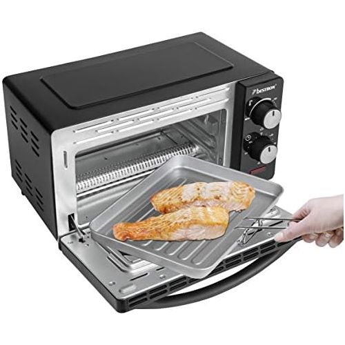  [아마존베스트]Bestron 9 Litre 800 Watt Compact Mini Oven with Top/Bottom Heat, Black