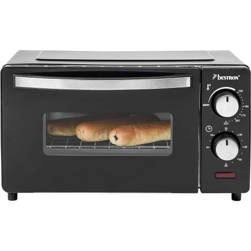  [아마존베스트]Bestron 9 Litre 800 Watt Compact Mini Oven with Top/Bottom Heat, Black