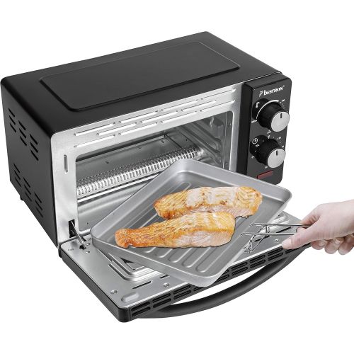  [아마존베스트]Bestron 9 Litre 800 Watt Compact Mini Oven with Top/Bottom Heat, Black