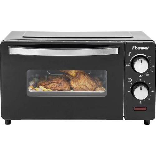  [아마존베스트]Bestron 9 Litre 800 Watt Compact Mini Oven with Top/Bottom Heat, Black