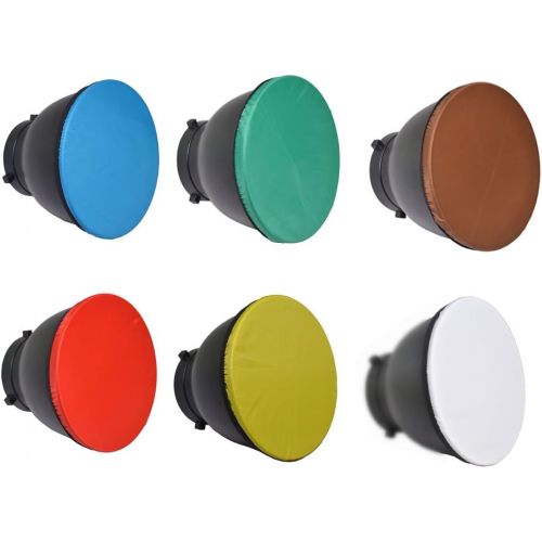  [아마존베스트]Bestshoot 6PACK 7 180mm Light Diffuser Sock for Standard Reflector Red Yellow Blue Brown Green and White for Studio Strobe Standard Bowen Mount Reflector Fits Godox AD360.Monolight