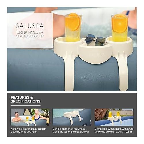  Bestway SaluSpa Inflatable Spa Drink Holder Tray | 1 Caddy Holds 2 Drinks | Outdoor Hot Tub and Spa Accessory