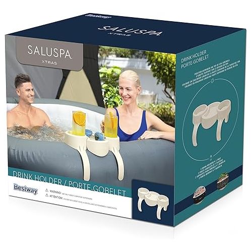  Bestway SaluSpa Inflatable Spa Drink Holder Tray | 1 Caddy Holds 2 Drinks | Outdoor Hot Tub and Spa Accessory